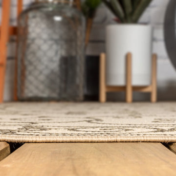 Charleston Vintage Filigree Textured Weave Indoor/outdoor Octagon Rug